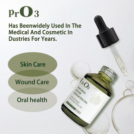 PrO3 Fully Ozoneted Olive Oil-100% Pure Ozone Oil-1 OZ-Glass Dropper Bottle-Organic Natural for Skin Care Essence Oil- Rich in Reactive Oxygen.