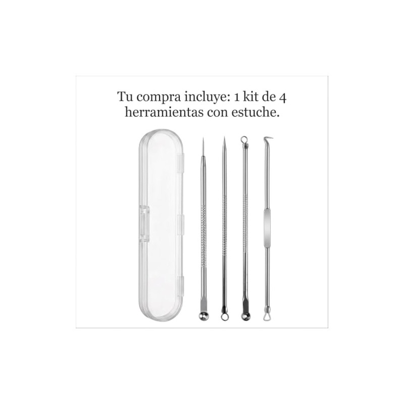 Extractor de Puntos Negros y Espinillas Acero Inoxidable con Estuche,