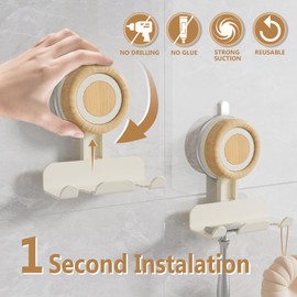 Cinola Razor Holder for Shower 1 Pack, Suction Cup Shaver Holder for Wall, Removable&Reusable Suction Cup Hooks for Bathroom, Damage-Free Suction Shower Hooks, Wall Mounted Razor Stand, Beige