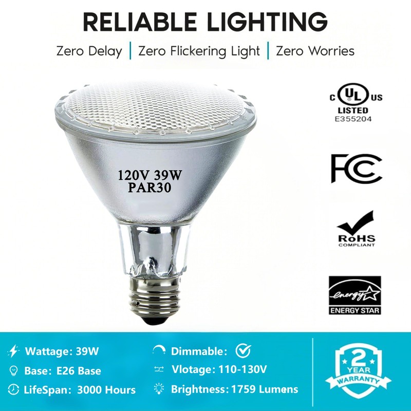 MISDOOD PAR30 Long Neck Halogen Flood Light Bulbs, 120V 39W
