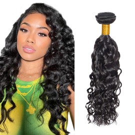 Zeslaerr #1b Natural Color Human Hair Bundles 150% Density Glueless Hair Extension No Smell minimal sheddings Bundles Extension Water Wave Human Hair Extension 1 Bundle 100g 28 Inch