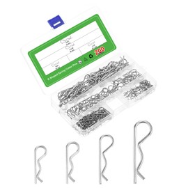 uxcell 200Pcs 4 Sizes 304 Stainless Steel R Shaped Spring Cotter Pins Set, R Clips Cotter Pin Spring Fastener for Household Appliances, Sports Equipment, Car Mechanics Repair (Silver)