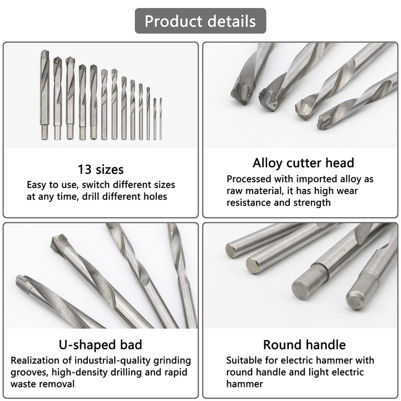 Unxuey 13pcs Cemented Carbide Drill Bits, 3-15mm, Spiral Flute, Ideal