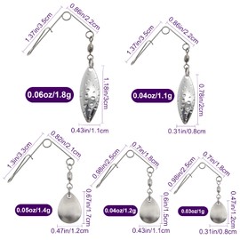 Ghanneey 50Pcs Spinnerbaits Smooth Spoons Kit 3 Size of Fishing Spinner Blades Kit with Willow Fishing Lures Replacement Accessories