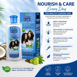 First Lady Herbal Coconut Hair Oil 300ml with Coconut Oil, Amla, Castor & Henna | Nourishing Hair & Scalp Oil | Helps Leave Hair Soft, Smooth & Healthy Looking | For All Hair Types