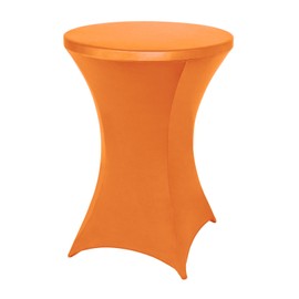 FestiCorp Spandex Orange Table Cover, Cocktail Fitted Tablecloths, Round Highboy Stretch Table Covers Cloths for Party, Bar, Wedding, Birthday, Banquet, 30"-32" Diameter x 40"-43" Height