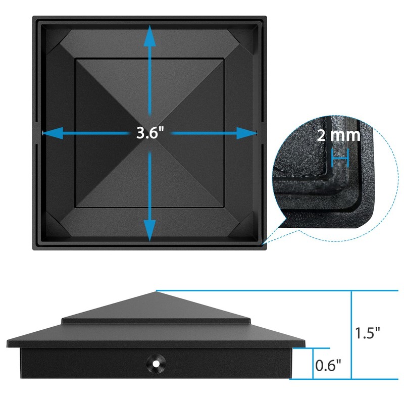 Toscoco 4 x 4 Ultra Durable Aluminum Pyramid Post Caps