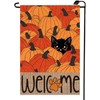 Pumpkins Black Cat Welcome Fall Garden Flag 12x18 Inch Vertical