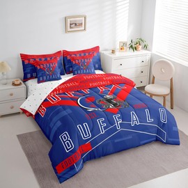 Feelyou Football 7 Pieces Comforter Sets Queen Size Buffalo Bedding Set for All Season Gifts for Football Fans Football City Bed in a Bag with Comforter, Sheets, Pillowcases & Cushion Cover