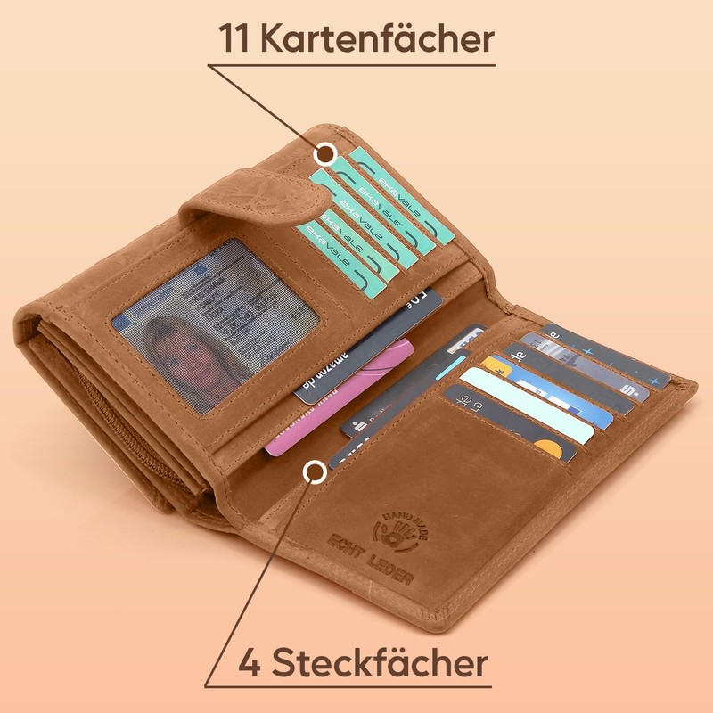 ekavale Women's Large Long Wallet with Press Stud and RFID