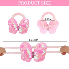 Padorul 6pcs Butterfly Hair Ties for Girls, Sparkly Rainbow Sequin Ponytail Holders - Cute Hair Accessories for Women