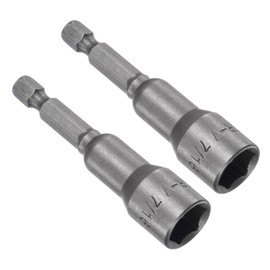 CoCud Quick-Change Nut Setter Driver Bit, 7/16-inch SAE 65mm Length 1/4" Shank, CR-V Magnetic Straight Shank Setter Drill Bits - (Applications: for Auto Repair) - 2pieces