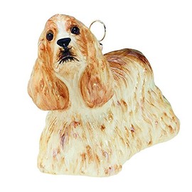 Joy to The World Collectibles European Blown Glass Pet Ornament, Cocker Spaniel Blond Standing