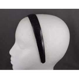 Black Glitter Faux Leather Sparkly 1" Wide Headband Hair Band Accessory Girls Headbands For Women