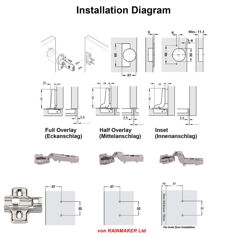 HAFELE 110 Degree Kitchen Cabinet Cupboard Soft Close Door Hinge