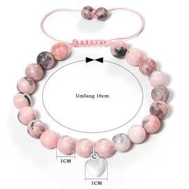 chunyuwen Pink Natural Stone Bracelet Cute Heart Charm Message Card Birthday Gifts for Girls, One size, Stone, No