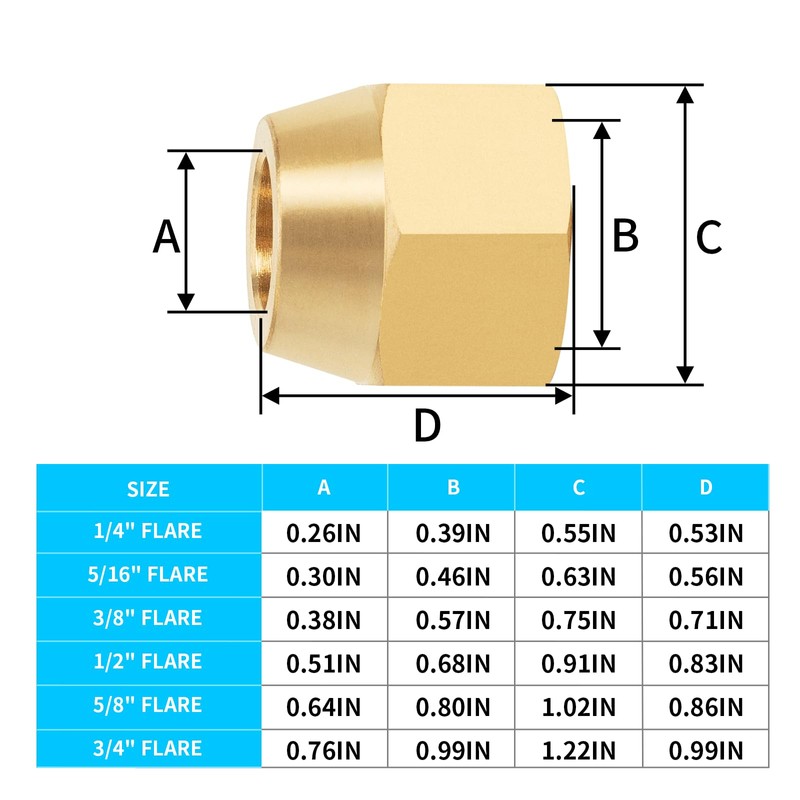 ChillWaves Brass Flare Tube Fittings, SAE 45 Degree 1/2" Flare
