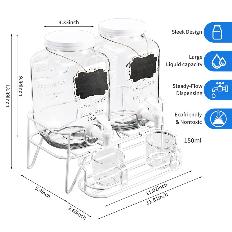 Roetell 2 Sets 1 Gallon Laundry Detergent Dispenser with Stand,