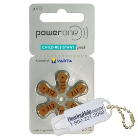 Power One Hearing aid Batteries Size 312 - p312 Battery for Hearing aid, Long-Lasting. Mercury-Free 1.45v zinc-air Hearing aid Batteries. (120 Batteries + complimentary Custom Keychain Battery case)