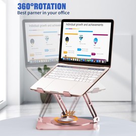 JOYEKY Laptop Stand for Desk, Adjustable Computer Stand with 360° Rotating Base, Ergonomic Laptop Riser for Collaborative Work, Foldable & Portable Laptop Stand, fits for All 10-16" Laptops