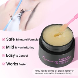 Beauty7 Eyelash Extension Remover Cream Safe Adhesive Bonder Eyelash Glue Remover Lash Remover Fast Dissolution Low Irritation Eyelash Extension Supplies 5g (White) (White)