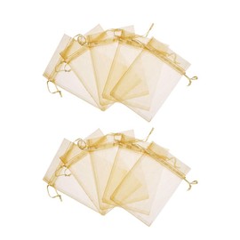 4x5 inches Drawstring Organza Jewelry Candy Pouch Wedding Party Favor Gift Bags (Gold)