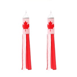 Canada Canadian Flag WindSock 2 Pack Stripes Wind Socks For Yard And Garden Flag,Front Porch Hanging Waterproof Suitable For Every Season ,40Inch.