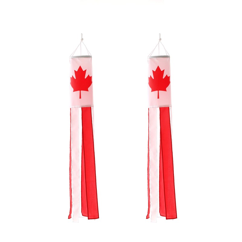 Canada Canadian Flag WindSock 2 Pack Stripes Wind Socks For