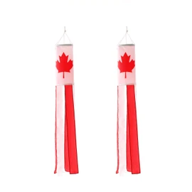 Canada Canadian Flag WindSock 2 Pack Stripes Wind Socks For Yard And Garden Flag,Front Porch Hanging Waterproof Suitable For Every Season ,40Inch.