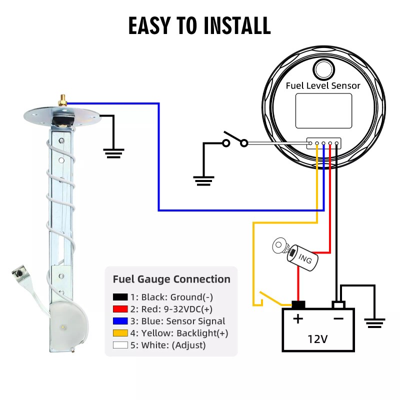 MAIMEIMI 52mm Boat Fuel Level Gauge 240-33ohms with Fuel Float