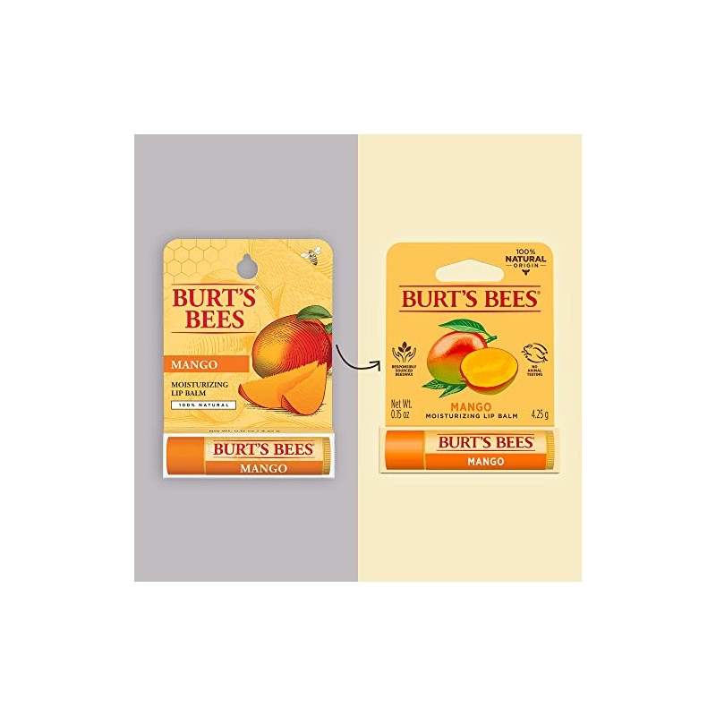 Burt 's Bees Bálsamo de labios hidratante, mango 0.15 onzas.