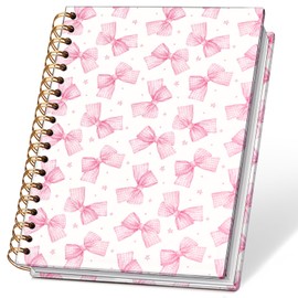 NEFMGEG Coquette Pink Bow Notebook Journals, Cute School Supplies - Preppy Stuff, Preppy Cute Notebook for Teen Girls Women, Coquette Stuff Trendy Hardcover Spiral Notebook 5.5x8.3