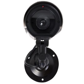 Properav Outdoor Indoor Fake Dummy Imitation Dummy CCTV Security Camera, Waterproof Aluminium with Blinking Flashing Light Bullet Shape Silver