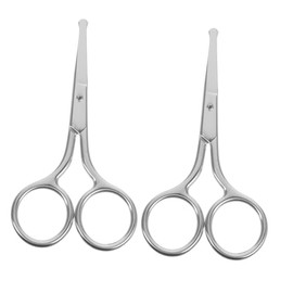 2Pcs Stainless Steel Eyebrow Scissors Set Round Head for Grooming and Nose Hair Removal Small Beauty Scissors for Women Facial Hair Trimming Tools