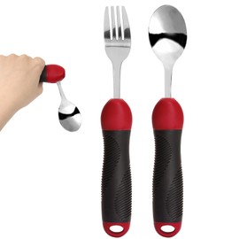 Adaptive Utensils, Weighted Special Supplies Spoon Fork Set, Weak Hand Grip & Handicapped & Parkinsons Aids for Living, Arthritis for Hand Tremors, Travel Eating Utensils for Disabled, Elderly, Adults