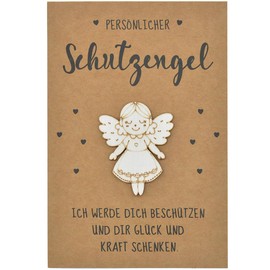 RFBEUTEL Schutzengel Holz Geschenkkarte Schutzengel Mutmacher Glücksbringer Geschenke Mutmacher für Kommunion Konfirmation Familie Freunde Fahranfänger Prüfung