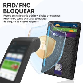 Tarjetero Hombre Bloqueo RFID, Tarjetero de Cuero con Ranura para Tarjeta de Crédito y Ventana de Identificación, Billetera Minimalista de Piel de Moda, Cartera de Regalo para Hombre (Liso)