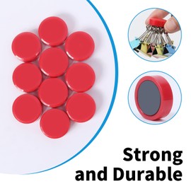 QOJOPU Pack of 30 Strong Magnets for Magnetic Board & Whiteboard - Round Fridge Magnets, Decorative Magnets Small for Pin Board, School, Office - Mini Magnets Strong Hold for Photos, Notes (Red)