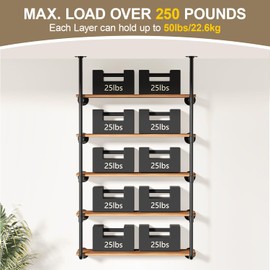 giffgiss Industrial Iron Pipe Shelving Wall-Mount(No Plank): 5-Tier DIY Open Bookshelf - Iron Pipe Storage Shelves