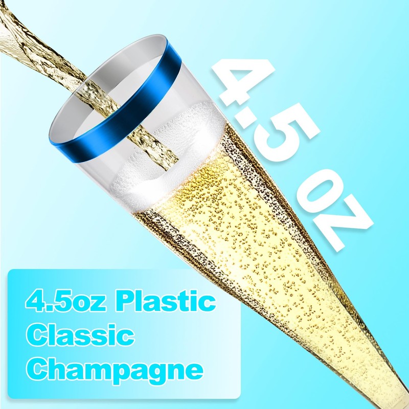 Bgtecho 100 Pack Plastic Champagne Flutes, 4.5 Oz Clear with