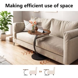 Hsingchi Modern Small Side Table, Round Bedside end Table, Simple Night Stand, Narrow Side Table for Living Room, Bedroom, Office (monolayer, Walnut)