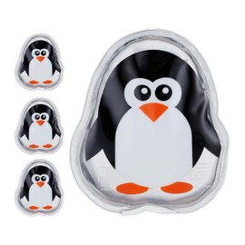 Relaxdays Children's Cooling Pads, Set of 4, Cold Warm Compress, Penguin, H x W: 11 x 9 cm, Cooling Pad Gel, Cool Pack, Black/White