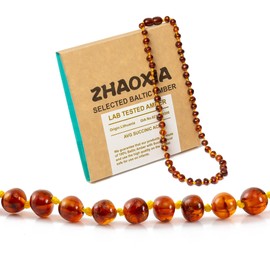 Baltic Amber Necklace for Adults | 15.7 Inches - Cognac - Certified Premium Quality Baltic Amber