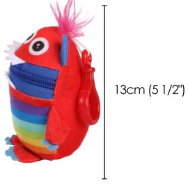 Worry Yummy Monster Clip On Keyring Childrens Soft Toy Pack of 4-13cm (5 1/2") - Soft Cuddly Toy For Kids - Boys & Girls Anxiety, Stress & Fear Reducing - Bag Clip Toy