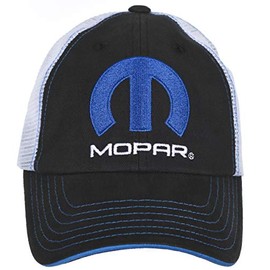 Checkered Flag Men's Mopar Cap Adjustable Black & White Mesh Back Trucker Hat