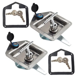 TJHSM 2 Trailer Door La-tch Folding T-Handle Lock Stainless Steel Keys for Camper RV Truck Toolbox