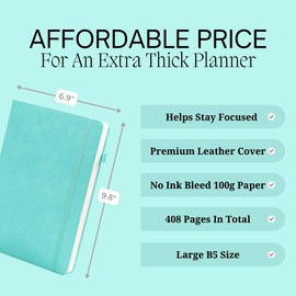 Generic 2024-2025 Daily Planner, Undated, Monthly & Weekly Planner, Large 9.6"" × 6.4"" × 1.26"" B5, Gratitude & Reflection Journal, Priority To-do List, One Page Per Day (Green)