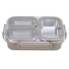 Lunch Box, 1.2L Khaki Stainless Steel Lunch Container 3 Compartments