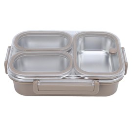 Lunch Box, 1.2L Khaki Stainless Steel Lunch Container 3 Compartments Food Container Detachable Lunch Box Container, Leakproof Stainless Steel Food Container for Adults Men Women