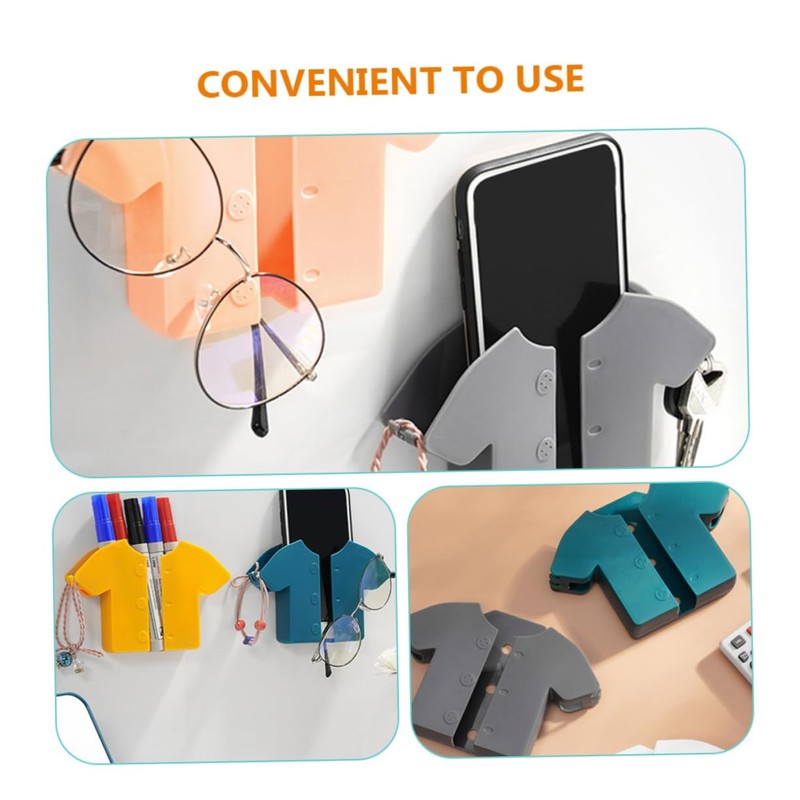 jojofuny 6pcs Wall Mount Phone Holder Remote Control Organizer Bedside